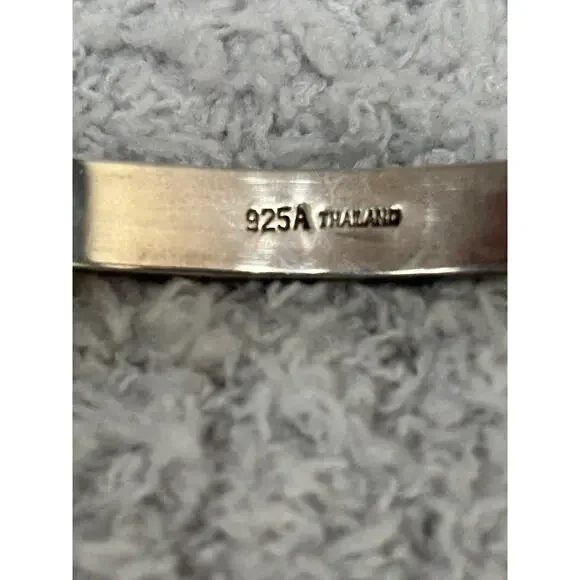 Sterling Silver MOP Onyx Hinged Bangle Bracelet #63715 - Picture 6 of 8